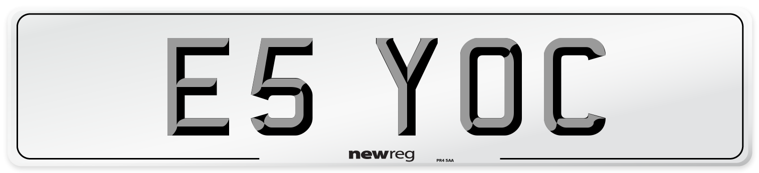 E5 YOC Number Plate from New Reg